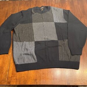 Dockers Men's Patchwork Navy and Gray Crewneck Sweater